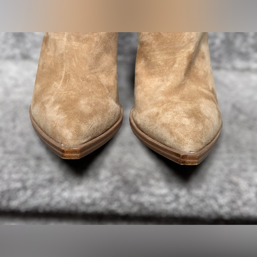 SOLD Steve Madden Camryn Booties Tan Suede Ankle Block Heel Zip PointedWomen’s 8 - Picture 3 of 11